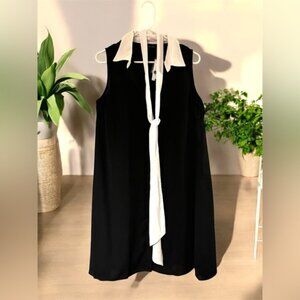 New York & Company Black and White Tie Front Midi Dress